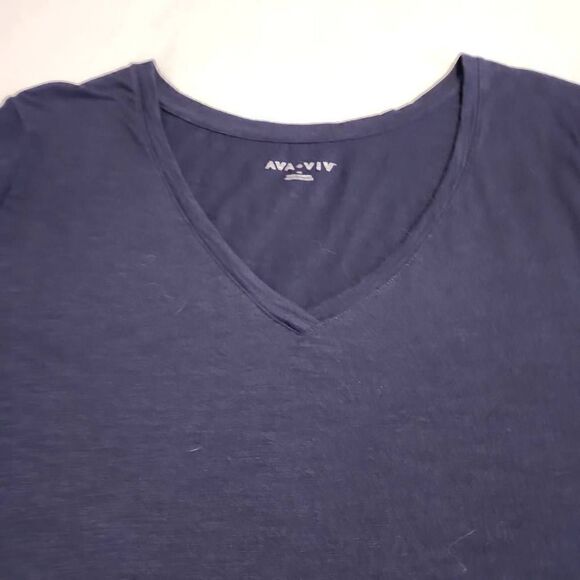 Ava  & Viv  Women's Plus Size V Neck Short Sleeve Navy Blue Tshirt Size 4X - Picture 4 of 9